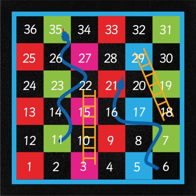 1-36 Snakes & Ladders (Half Solid)