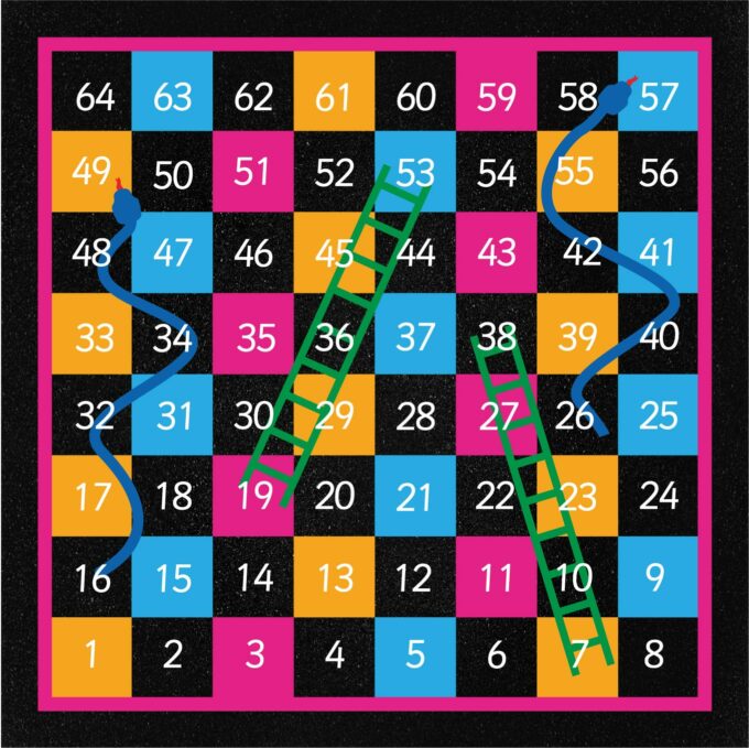 1-64 Snakes & Ladders (Half Solid)