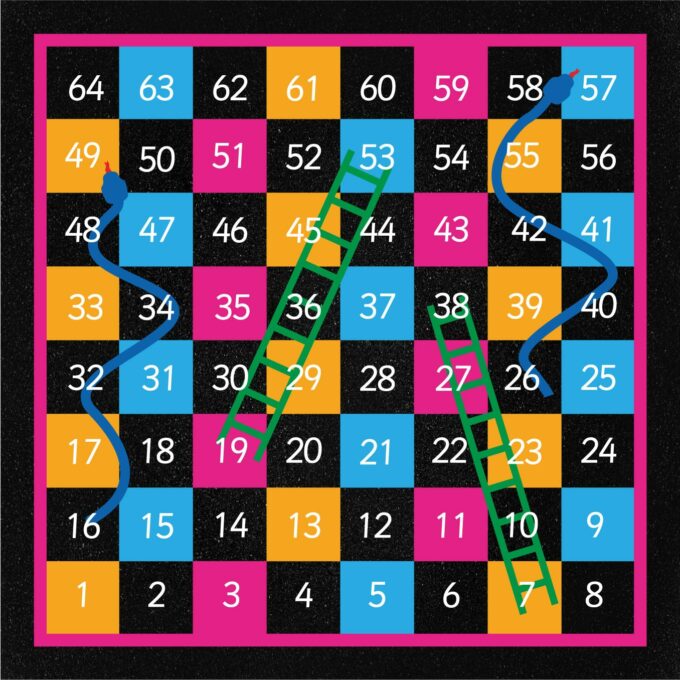 1-64 Snakes & Ladders (Half Solid)