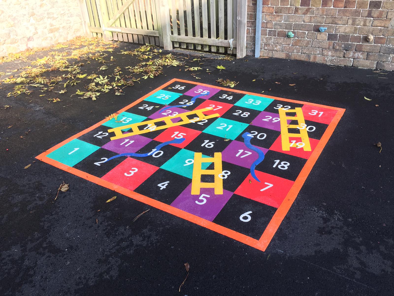snakes and ladders checkerboard playground marking